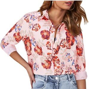 Vibrant Floral Button-Up Blouse